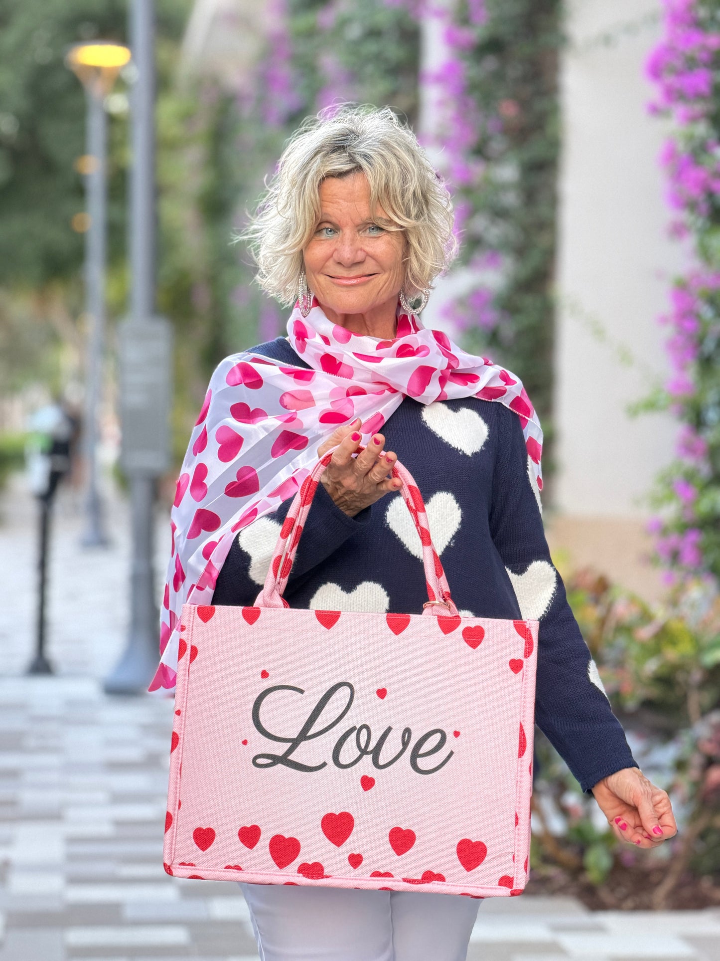 LULU-B NAVY FUZZY HEART SWEATER