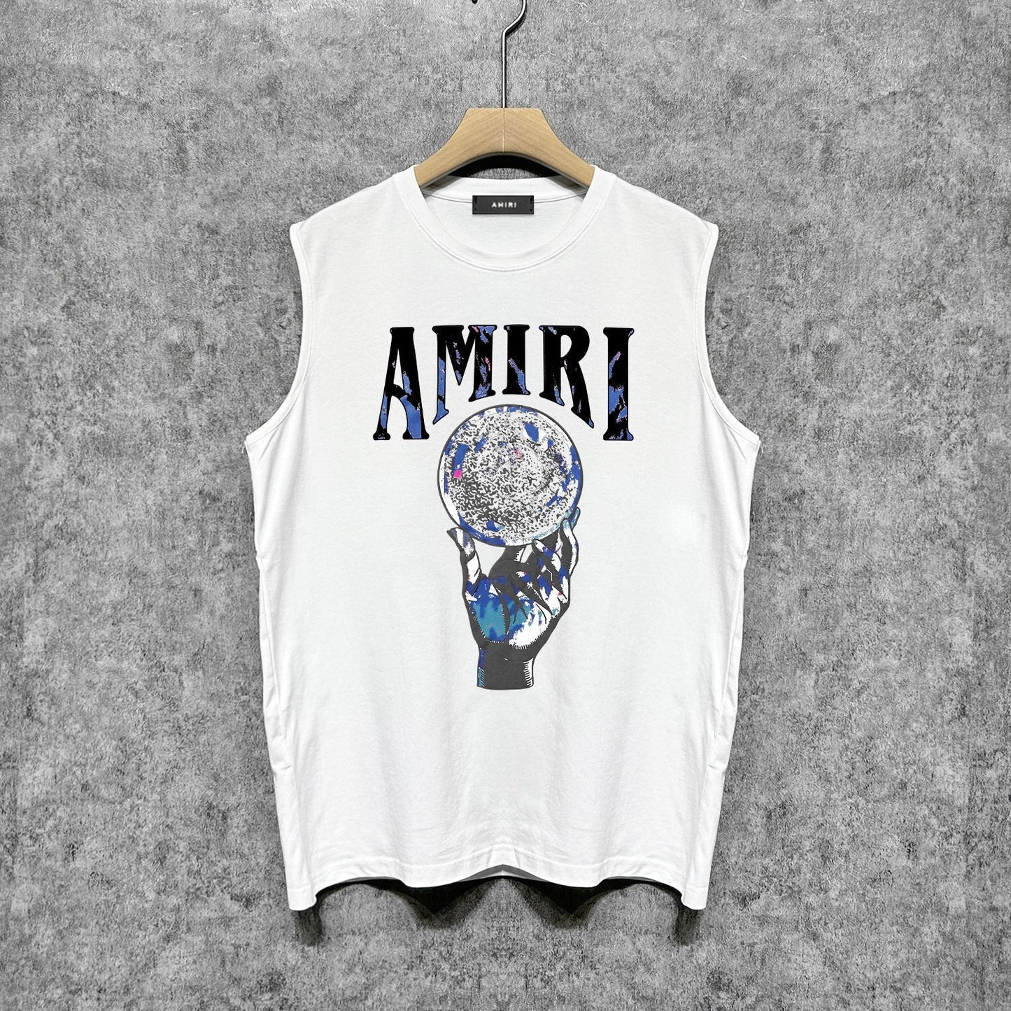 Amiri tank top colorful hand rest planet print