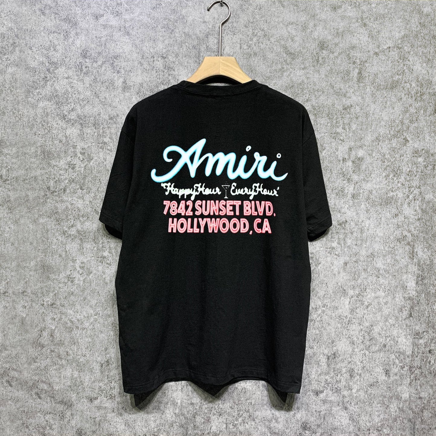 Amiri t shirts wine glass letterprinting short sleeves