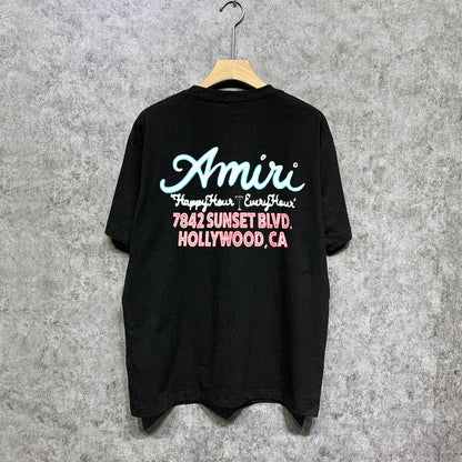 Amiri t shirts wine glass letterprinting short sleeves