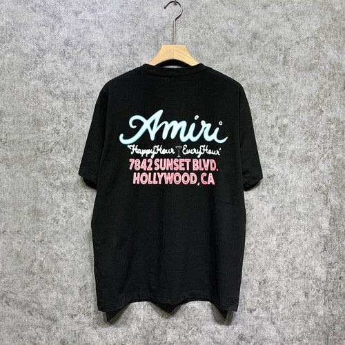Amiri t shirts wine glass letterprinting short sleeves