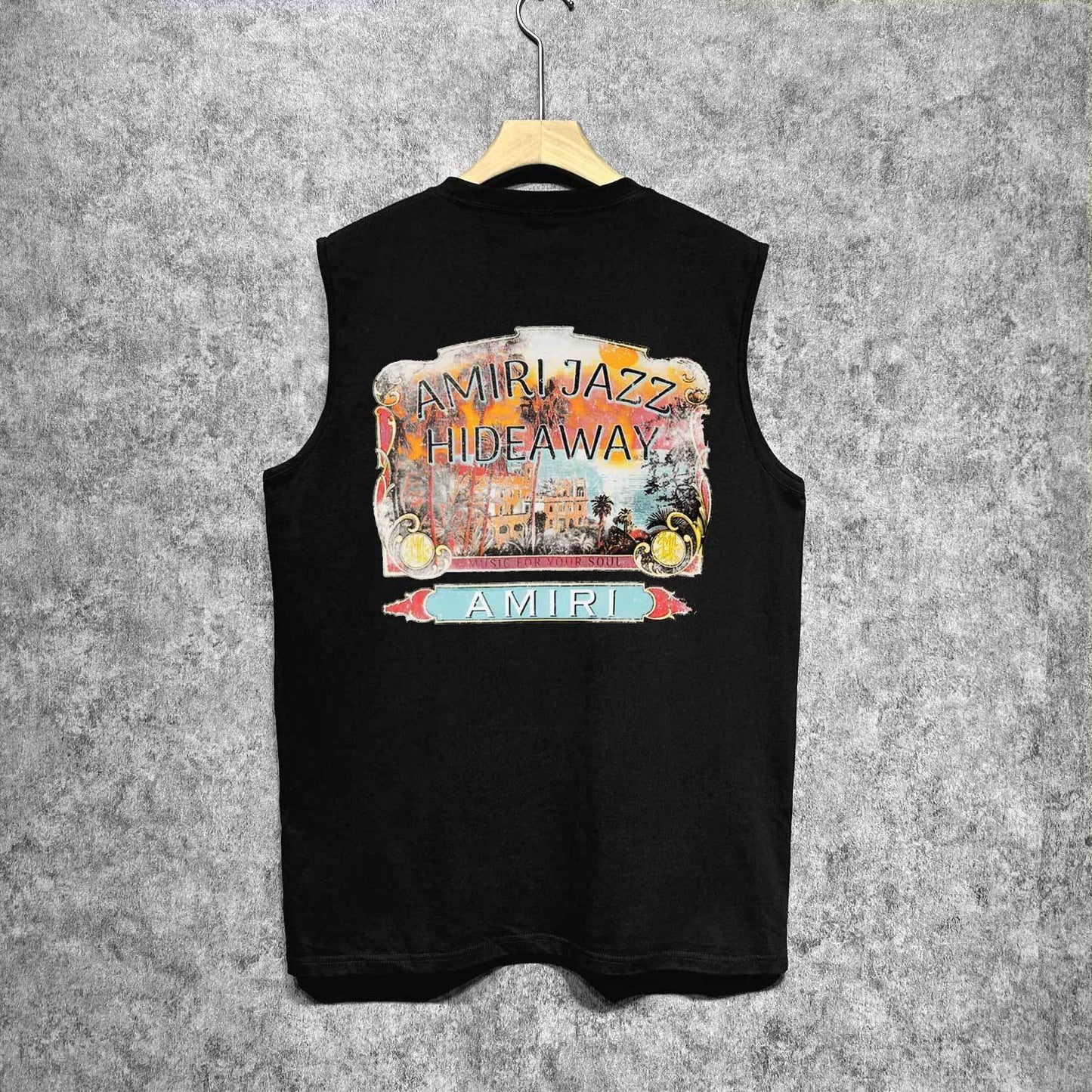 Amiri tank top lake view oil painting printing