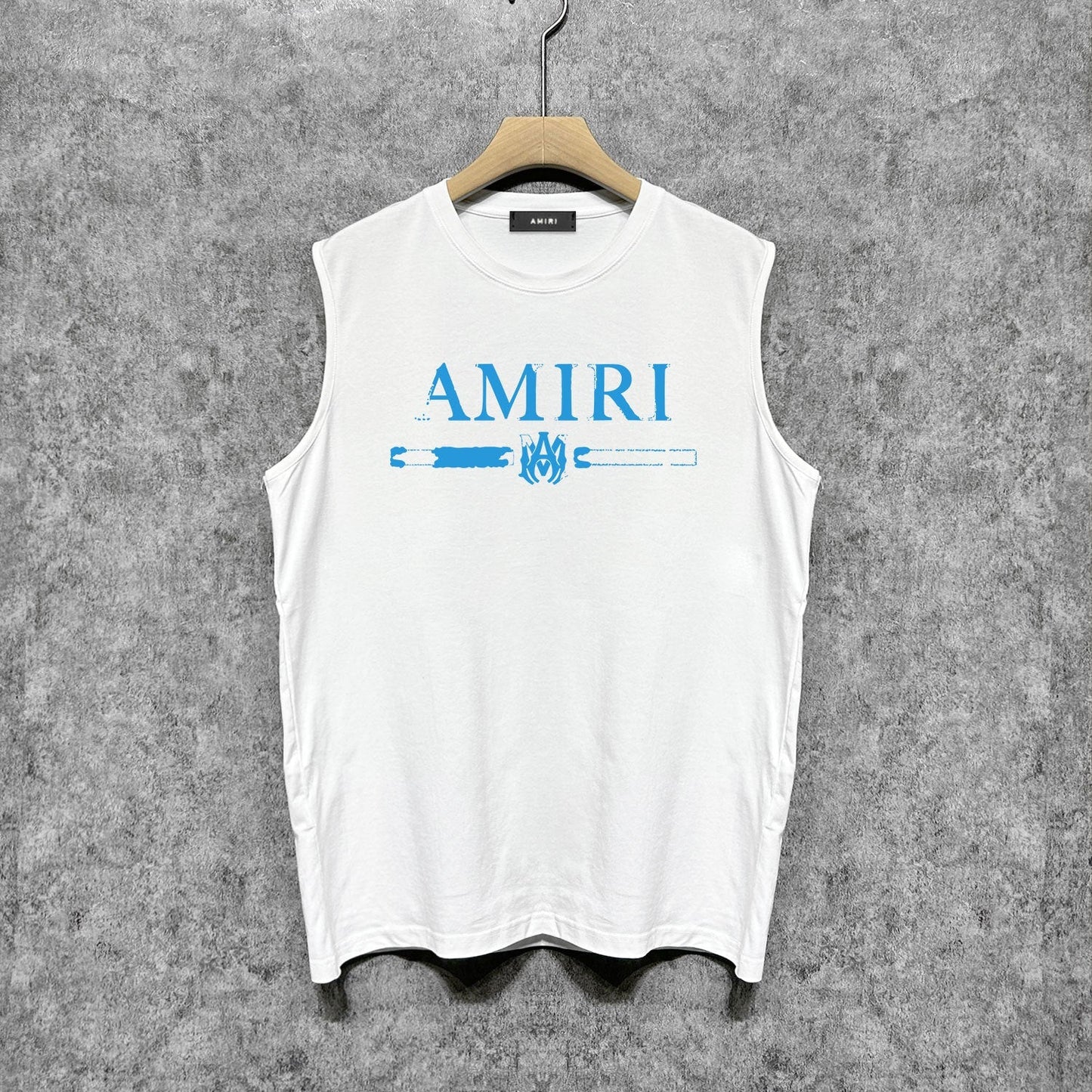Amiri tank top with damaged letter horizontal stripesprinting
