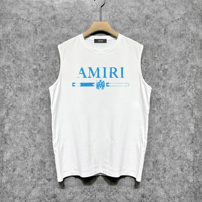 Amiri tank top with damaged letter horizontal stripesprinting