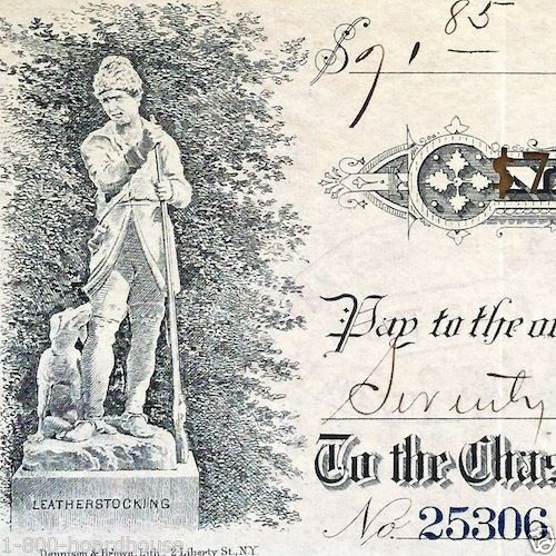 COOPERSTOWN New York Business Check 1880s