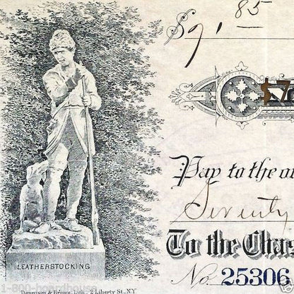 COOPERSTOWN New York Business Check 1880s