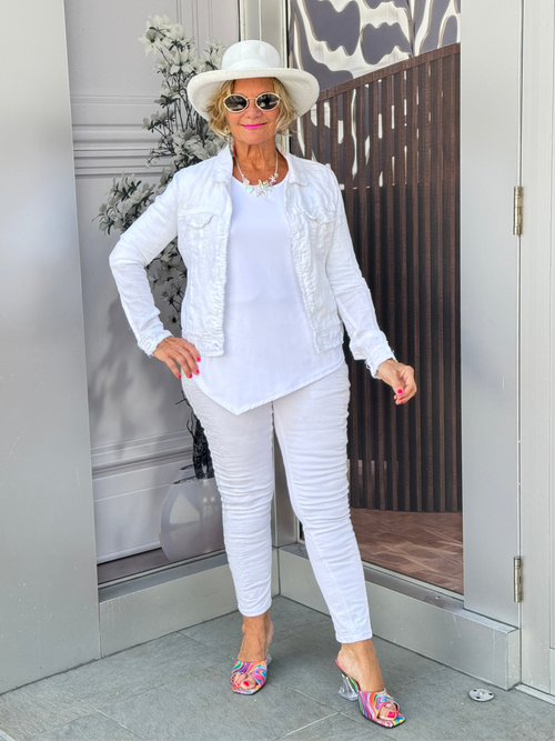 LULU B WHITE LINEN JACKET