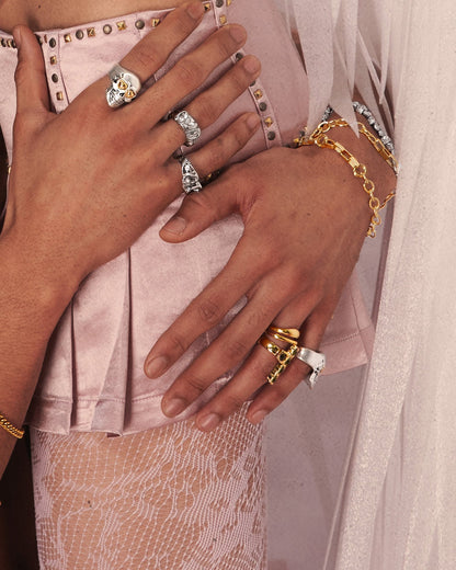 Twin Molten Ring in Gold