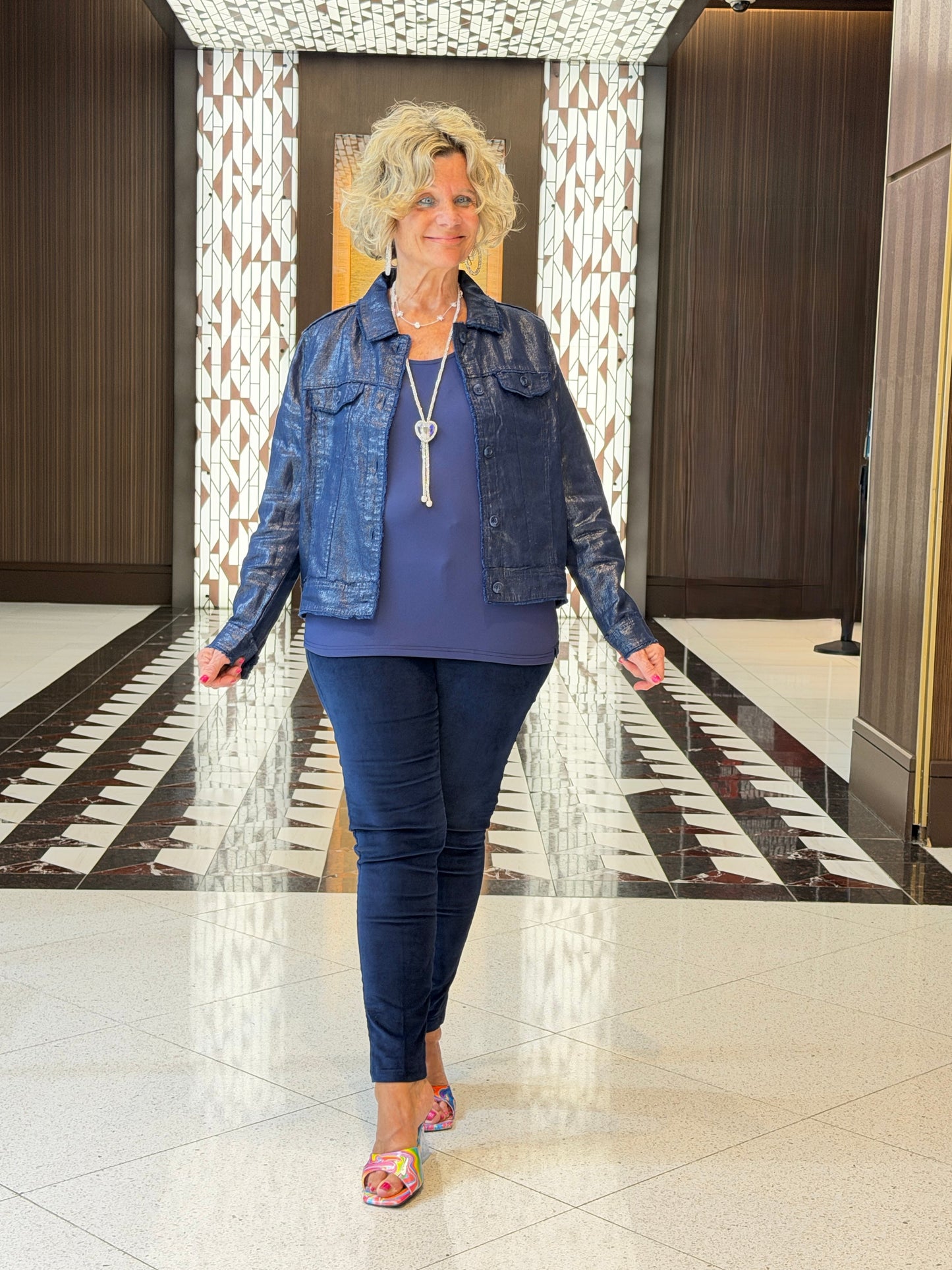 LULU-B NAVY METALLIC LINEN JACKET