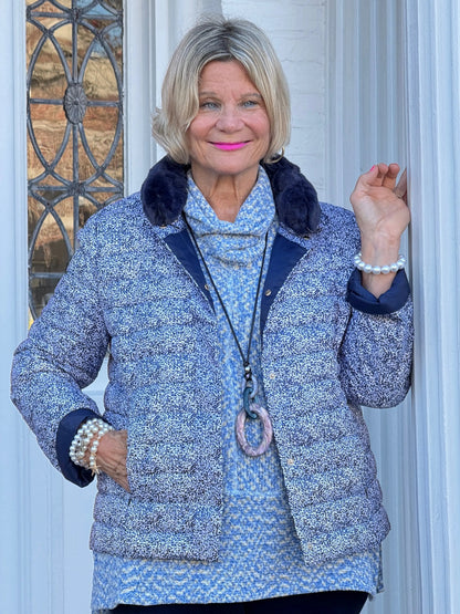 LULU-B AUBREY NAVY FAUX FUR JACKET