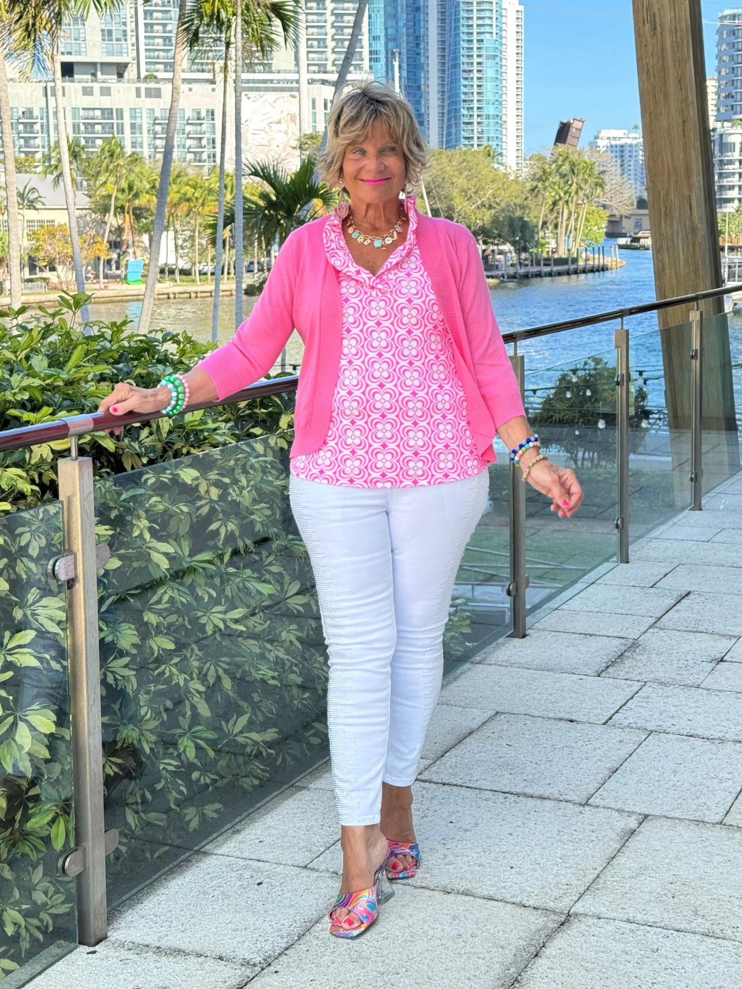 LULU B TROPIC PETALS SLEEVELESS RUFFLE TOP