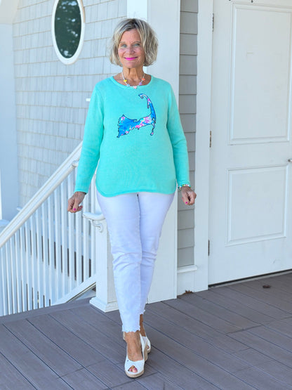 BEACH CLUB SEAFOAM CAPE COD MAP SWEATER