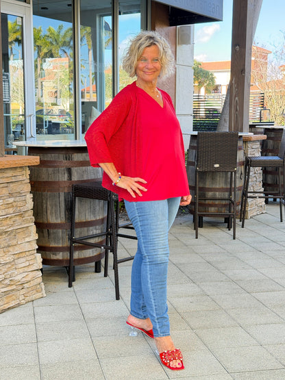 LULU B RED RUFFLE WRAP
