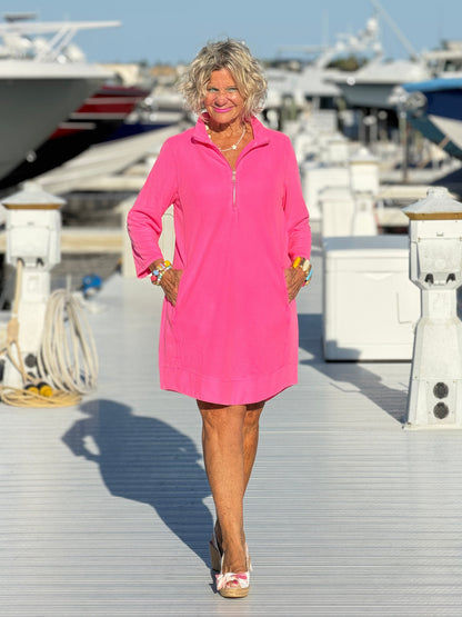 LULU-B HOT PINK TEXTURED DRESS