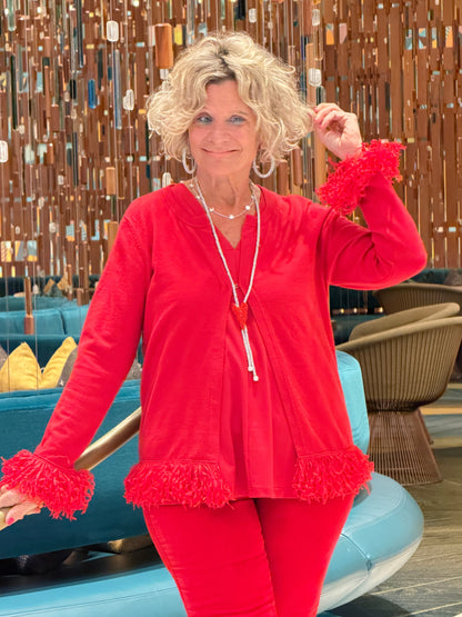 LULU-B RED VELOUR PANTS