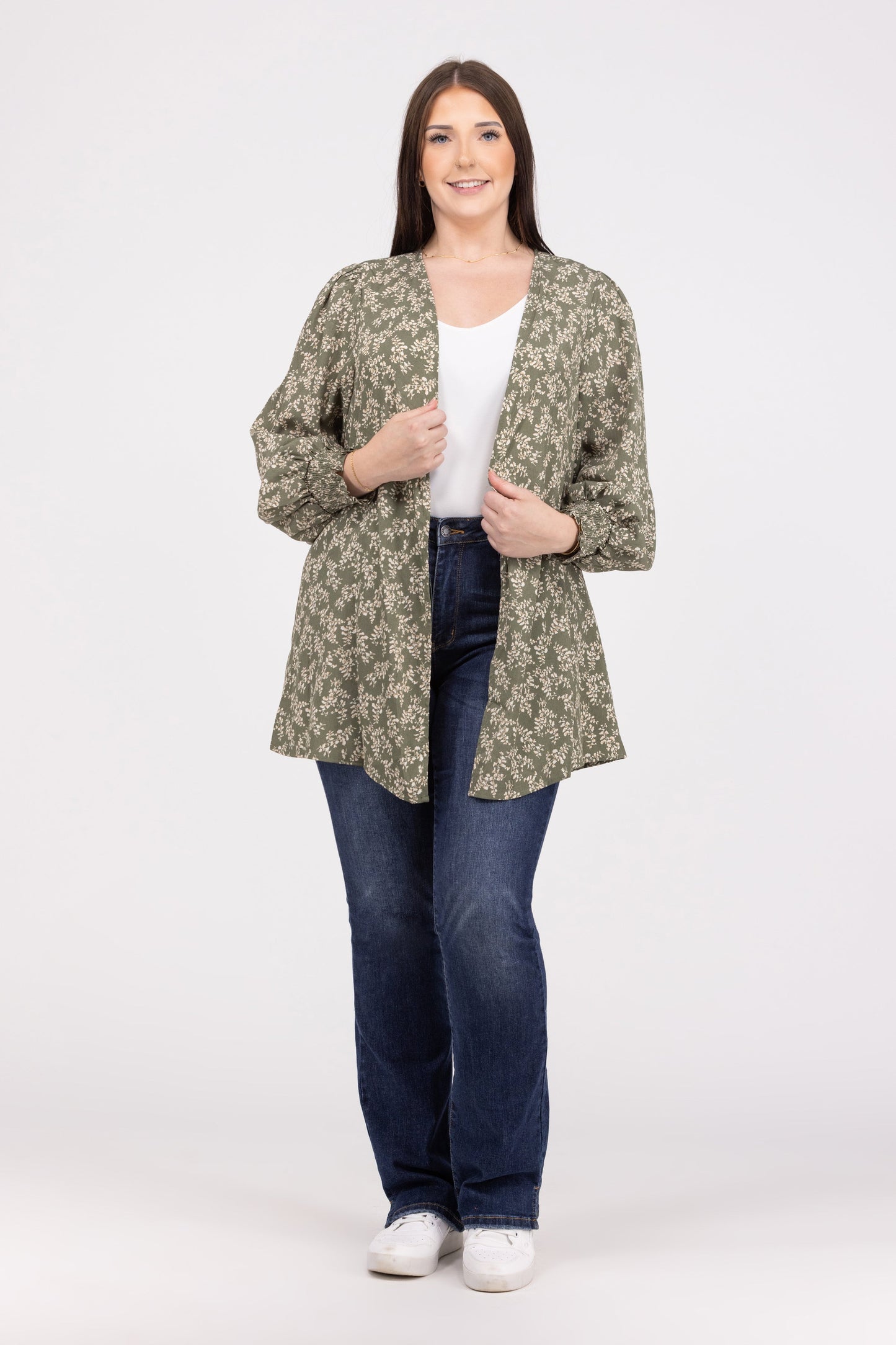 Keep The Chill Off Women's Floral Open Front Kimono