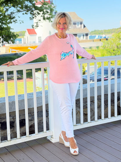 BEACH CLUB PINK CAPE COD MAP SWEATER