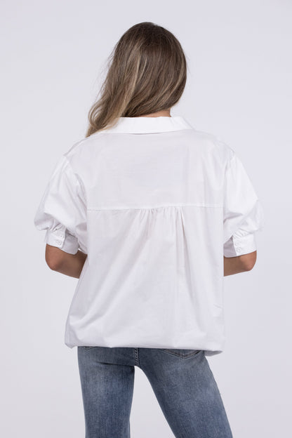 Sticking Around Women's Button Down Short Sleeve Top