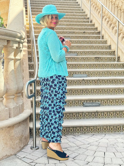 BLUE MEDALLION CHA CHA MAXI DRESS