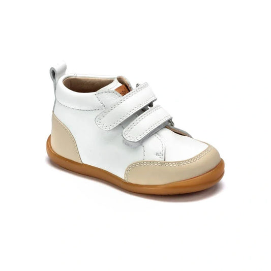 23732 - White Leather Toddler Strap High Sneaker