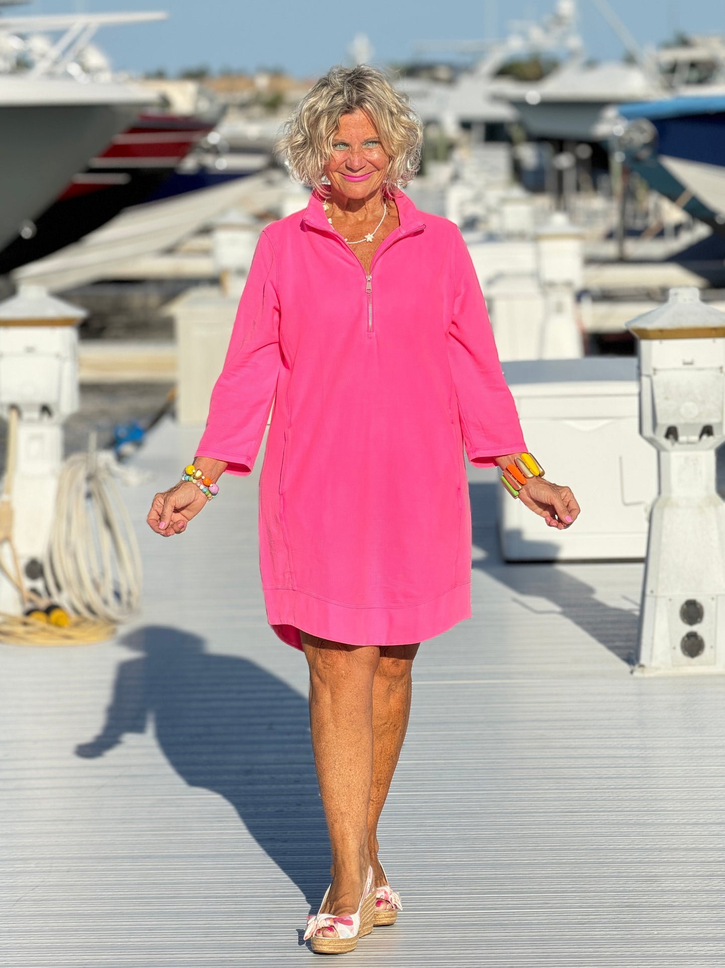 LULU-B HOT PINK TEXTURED DRESS