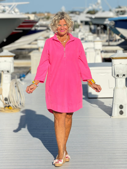 LULU-B HOT PINK TEXTURED DRESS