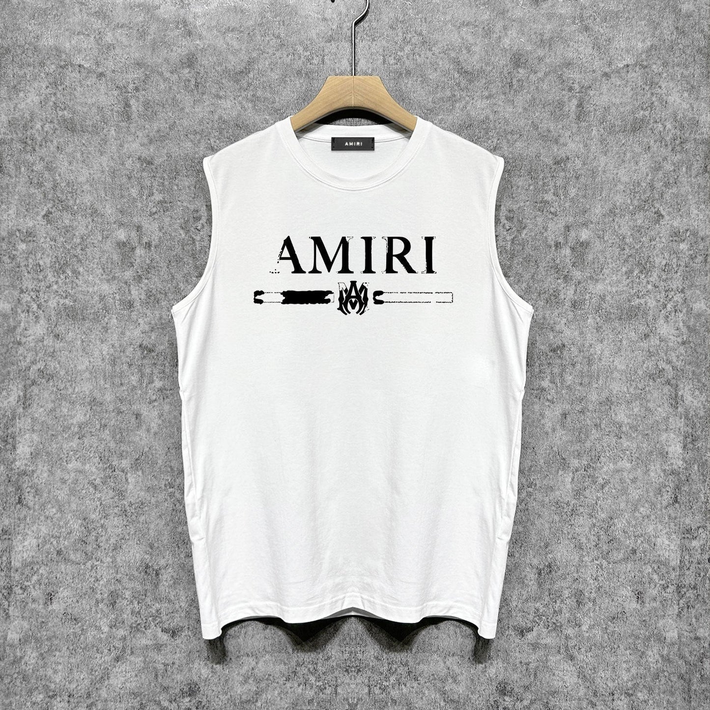 Amiri tank top with damaged letter horizontal stripesprinting