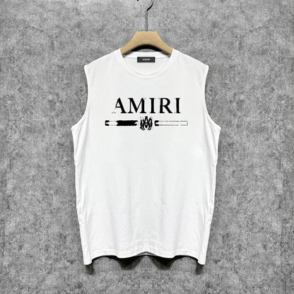 Amiri tank top with damaged letter horizontal stripesprinting