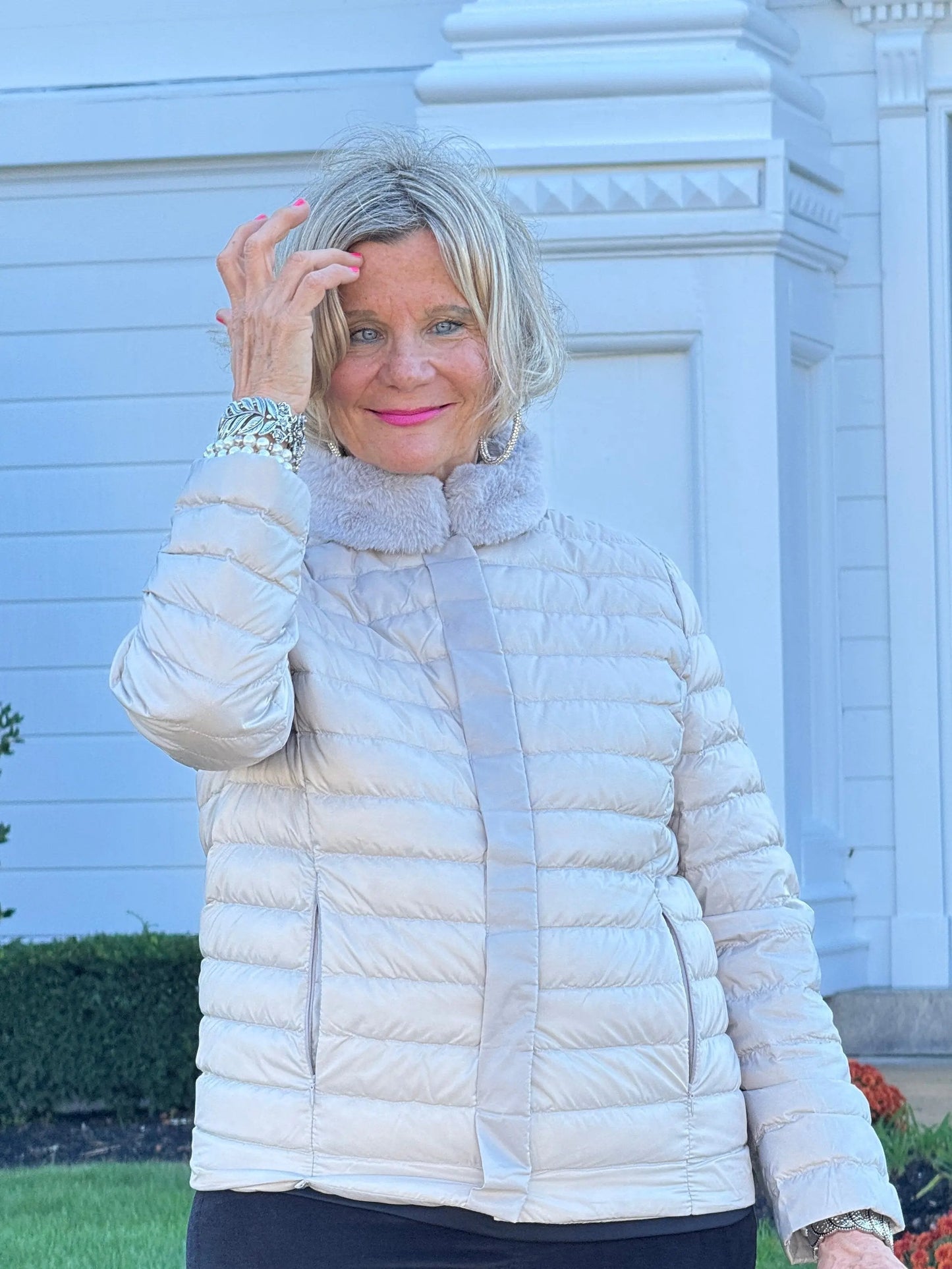 LULU-B SILVER FAUX FUR JACKET