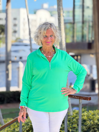 LULU B COASTAL GREEN HALF ZIPPER