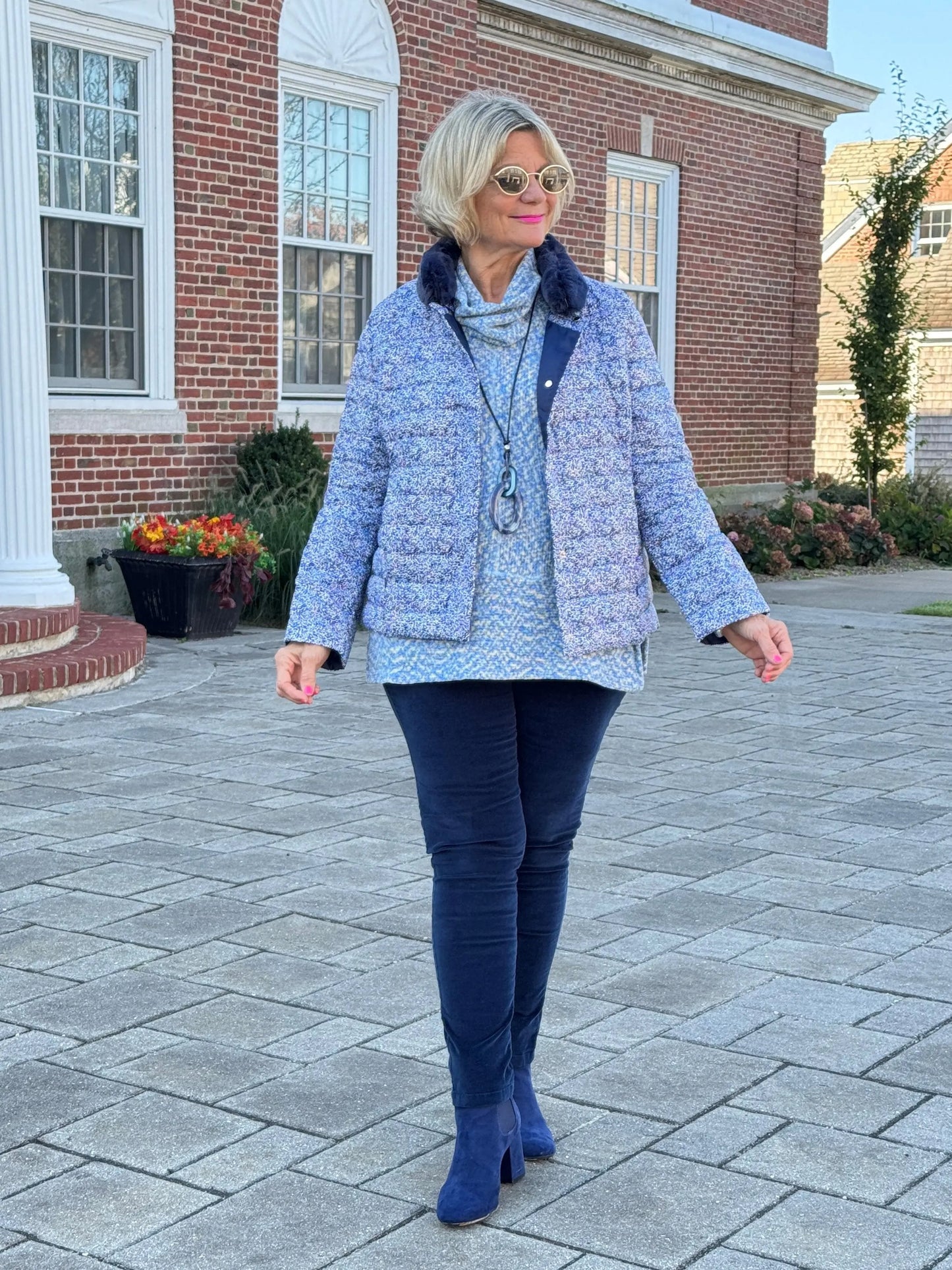 LULU-B AUBREY NAVY FAUX FUR JACKET