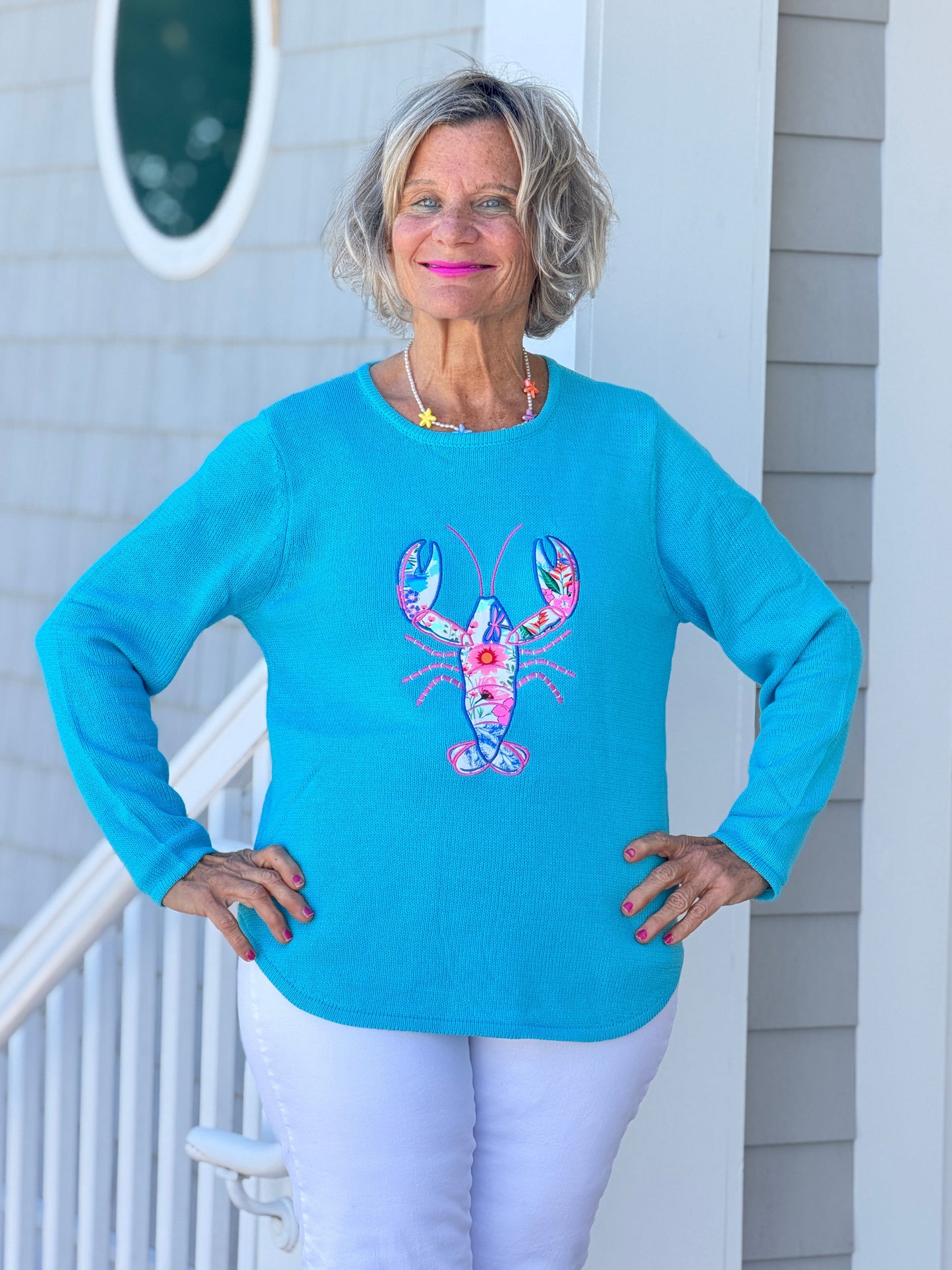 BEACH CLUB AQUA LOBSTER SWEATER