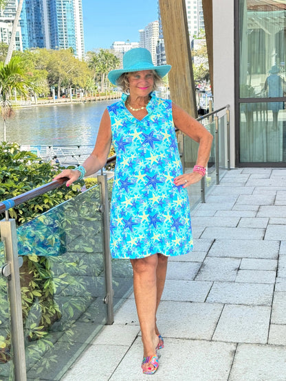 LULU B STARFISH SPLASH RUFFLE DRESS