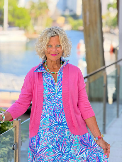 LULU B PALM BEACH ROYALE HALF ZIPPER DRESS