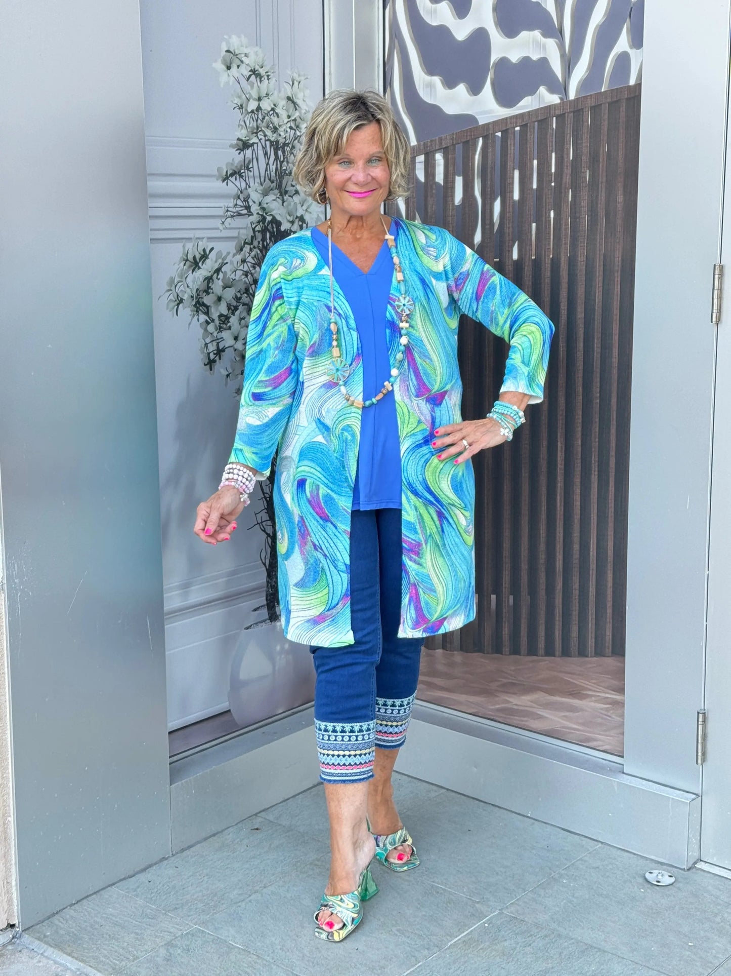 LULU-B DENIM PALM TREE PANT