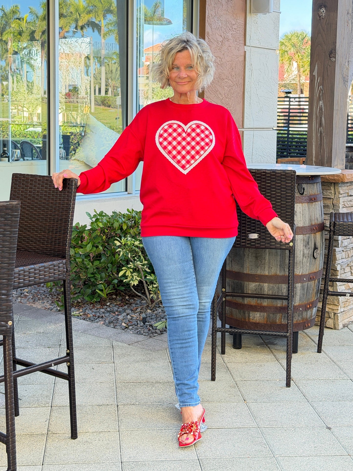 Gingham Heart Luxe Pullover
