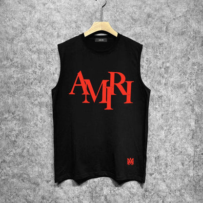 Amiri tank top with overlapping letter foam printing