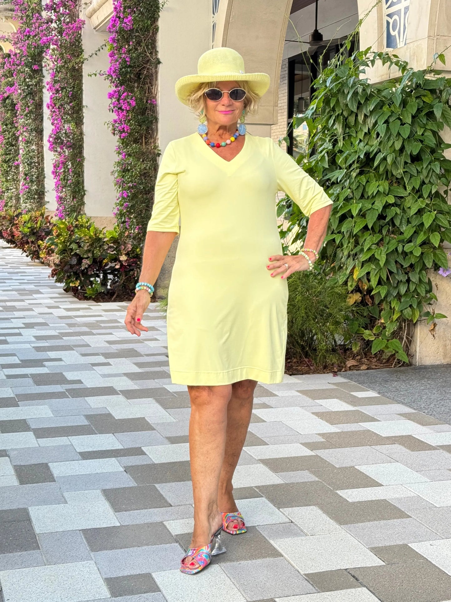 LULU-B SOLID SUNSHINE ELBOW DRESS