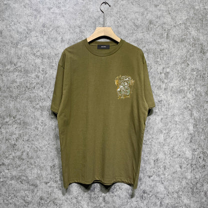 Amiri t shirts hollywood golden dragon printing short sleeve