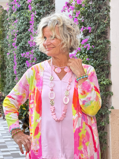 ETHYL PINK WATERCOLOR CARDIGAN