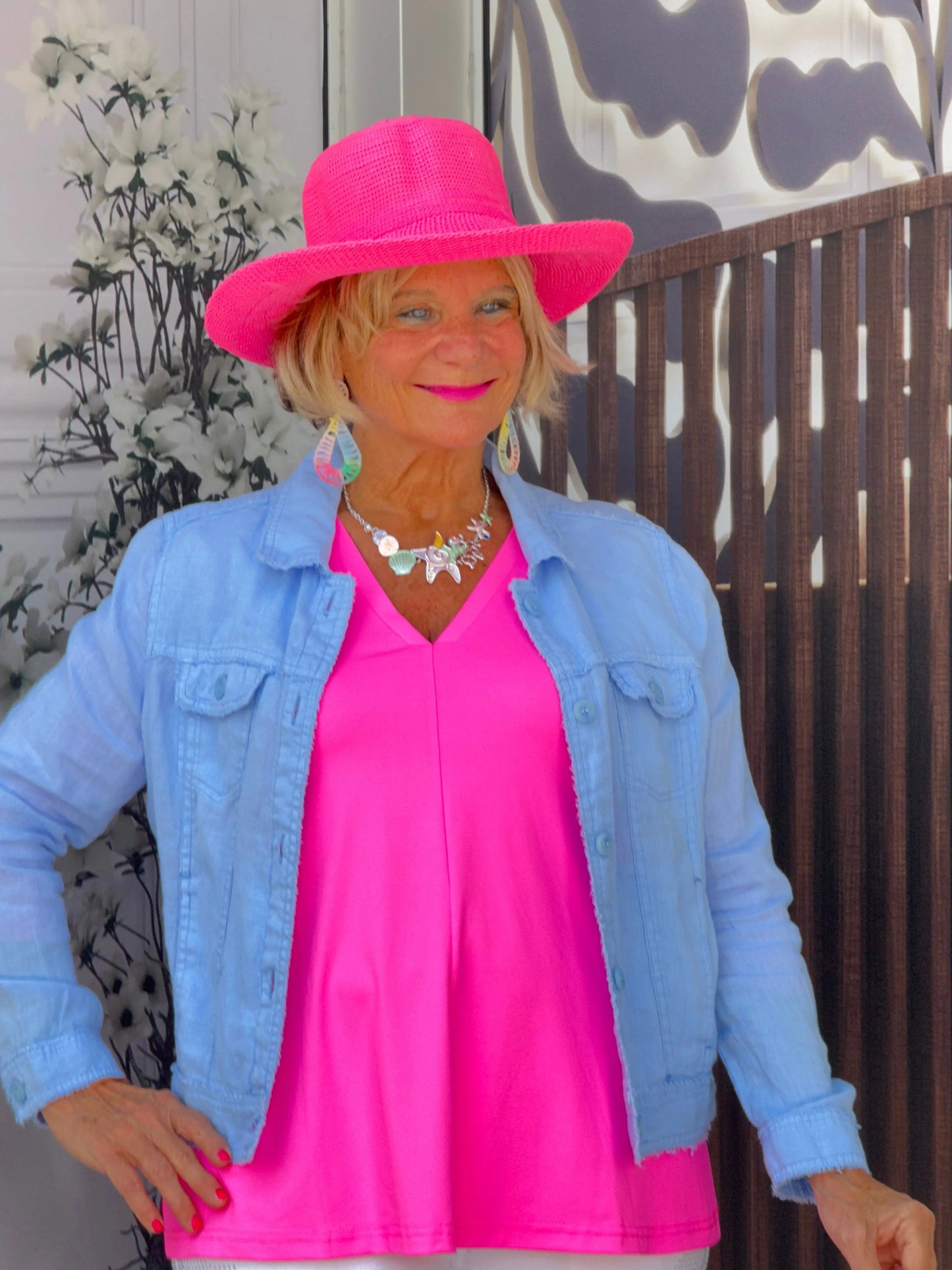 LULU-B CLEAR PERRIWINKLE LINEN JACKET
