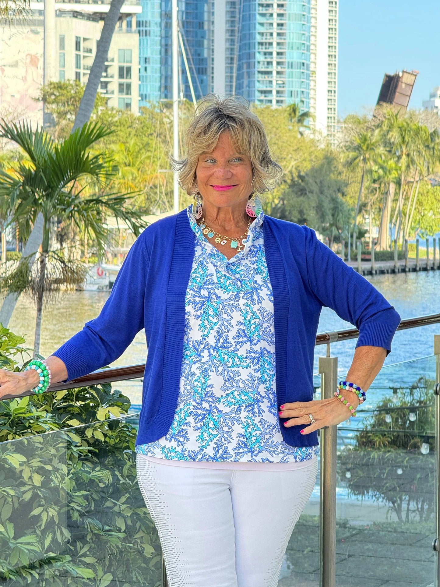 LULU B CORAL BREEZE SLEEVELESS RUFFLE TOP