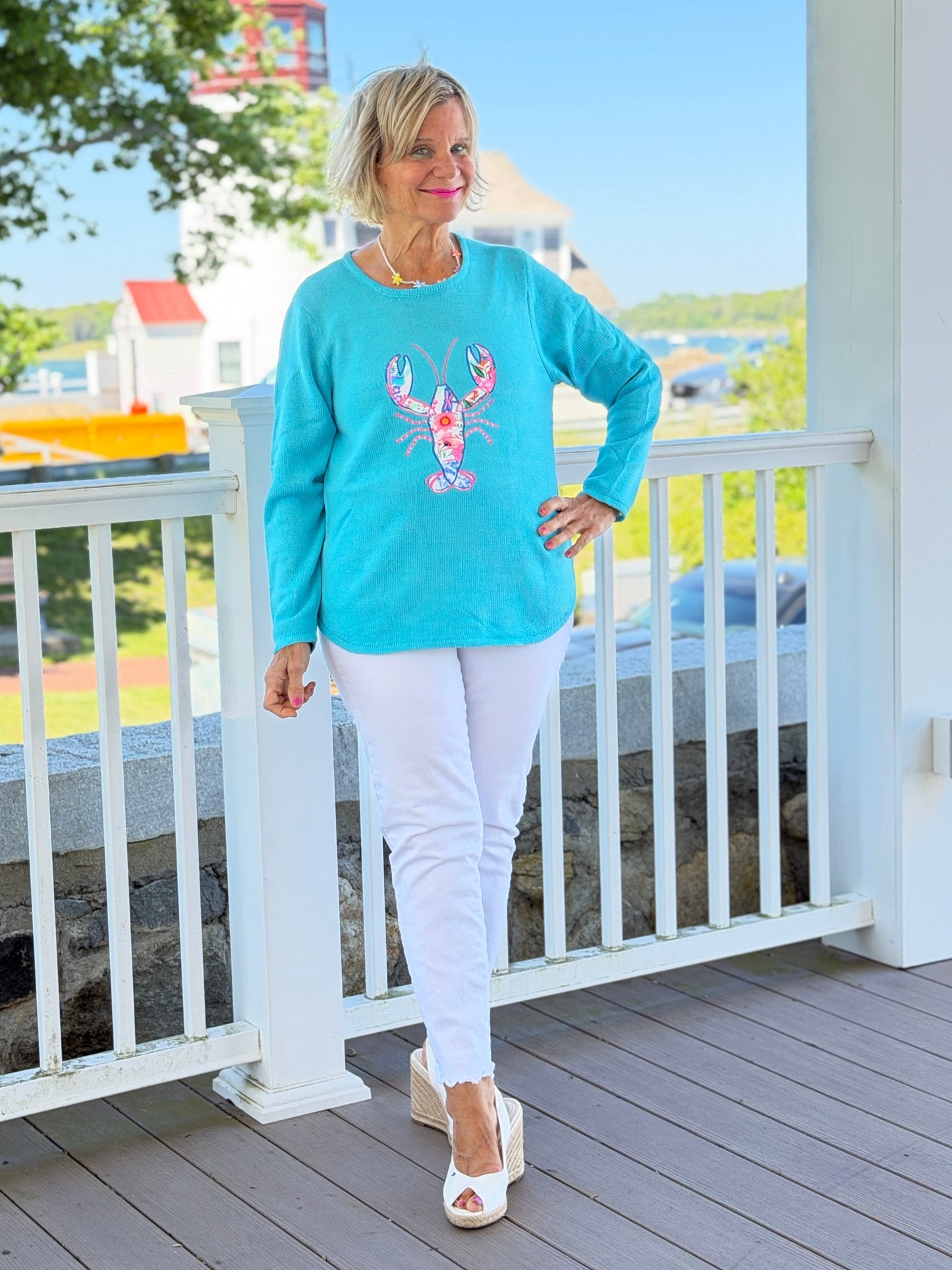 BEACH CLUB AQUA LOBSTER SWEATER