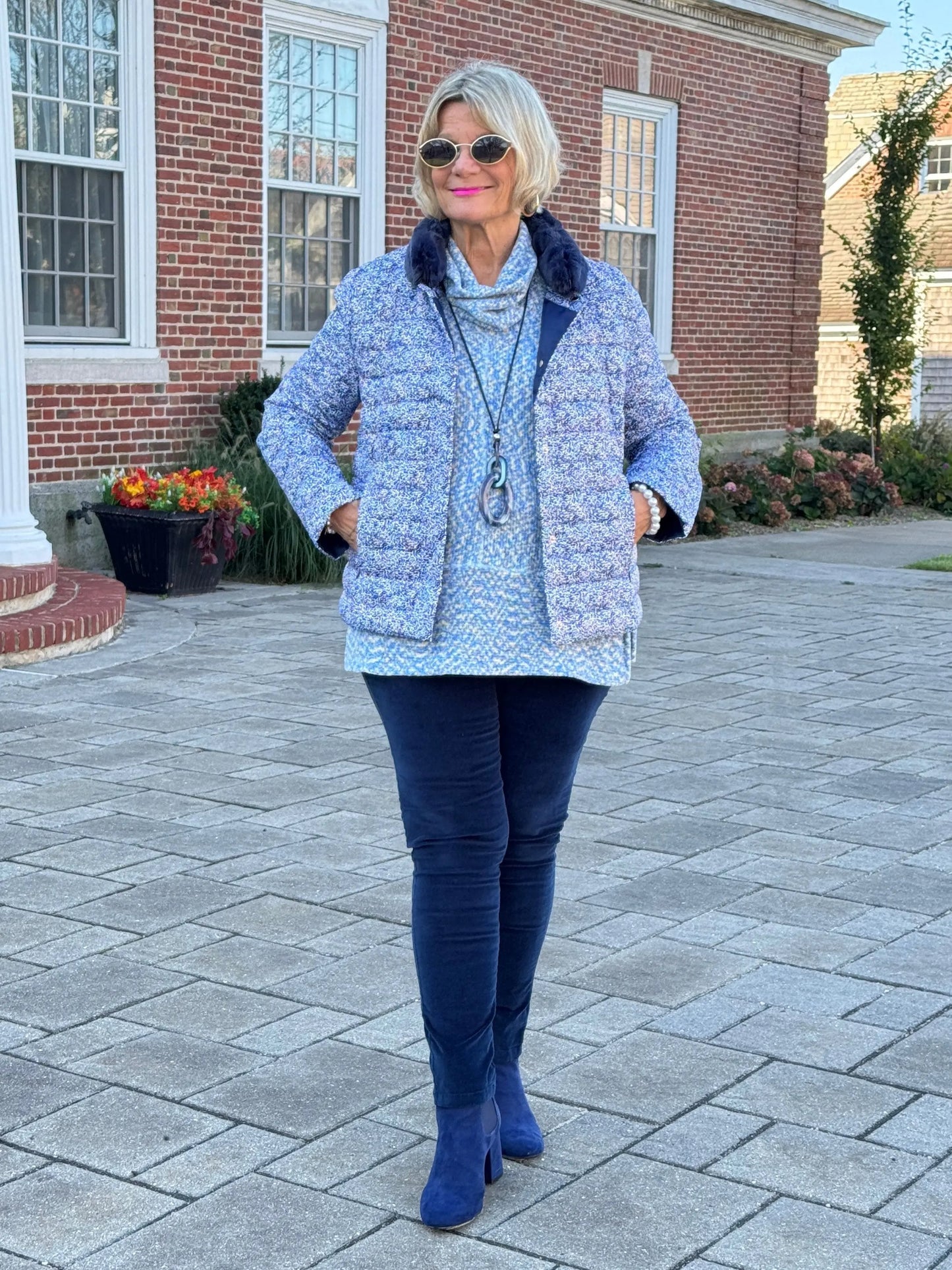 LULU-B AUBREY NAVY FAUX FUR JACKET