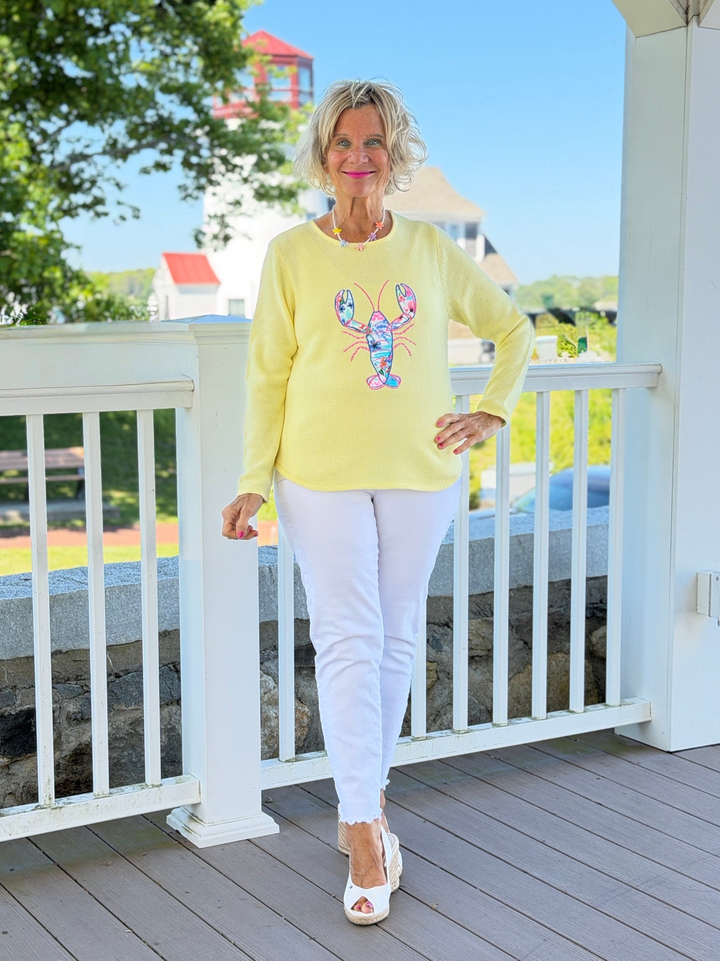 BEACH CLUB YELLOW LOBSTER SWEATER
