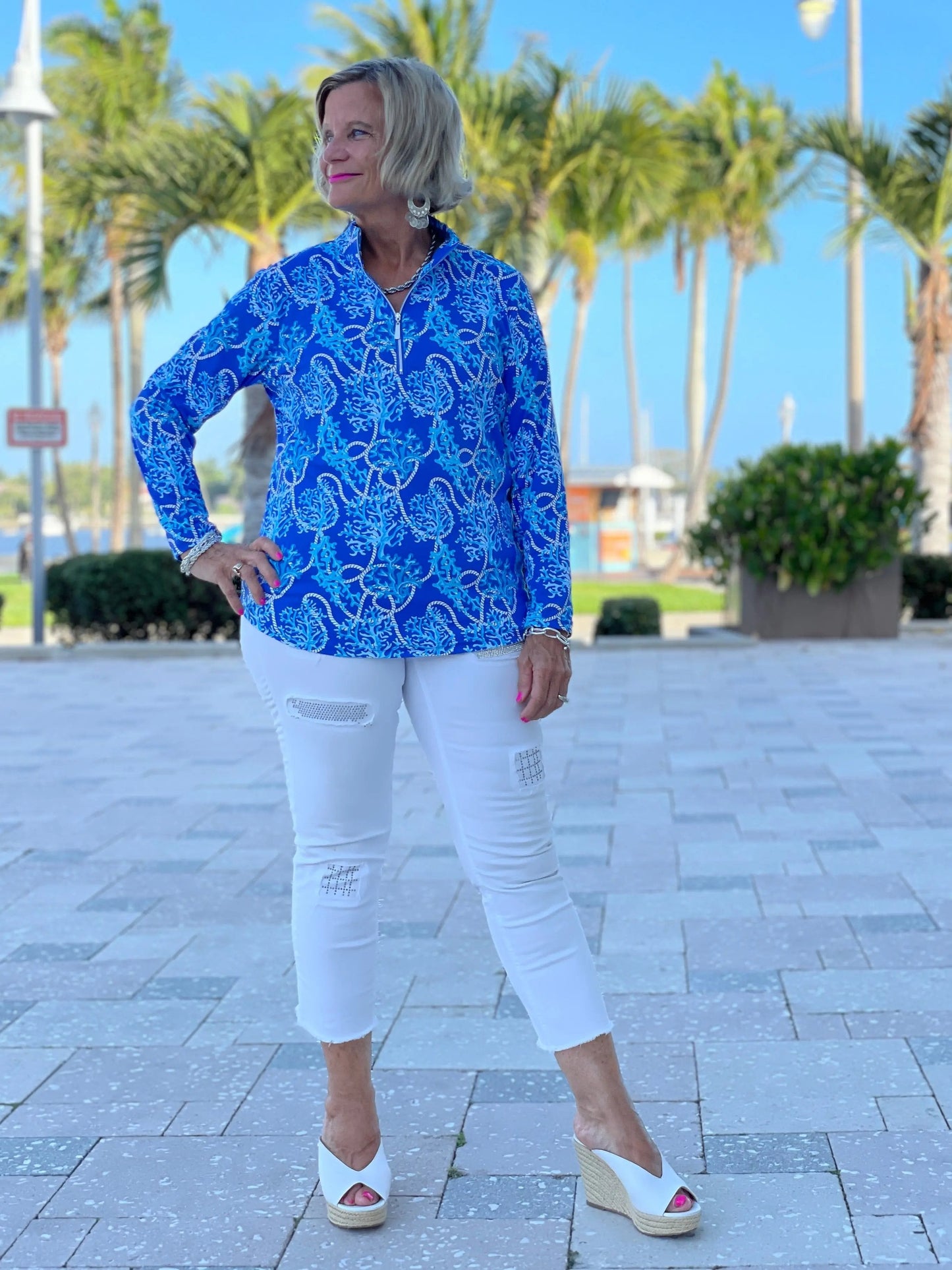 AQUA LANE ZIPPER TOP