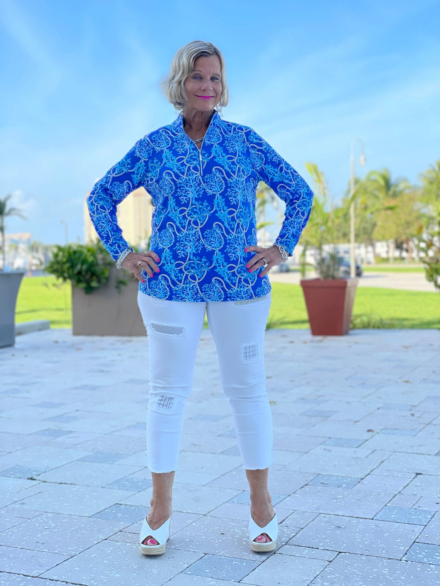 AQUA LANE ZIPPER TOP