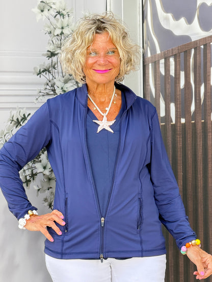 LULU-B NAVY FULL ZIPPER