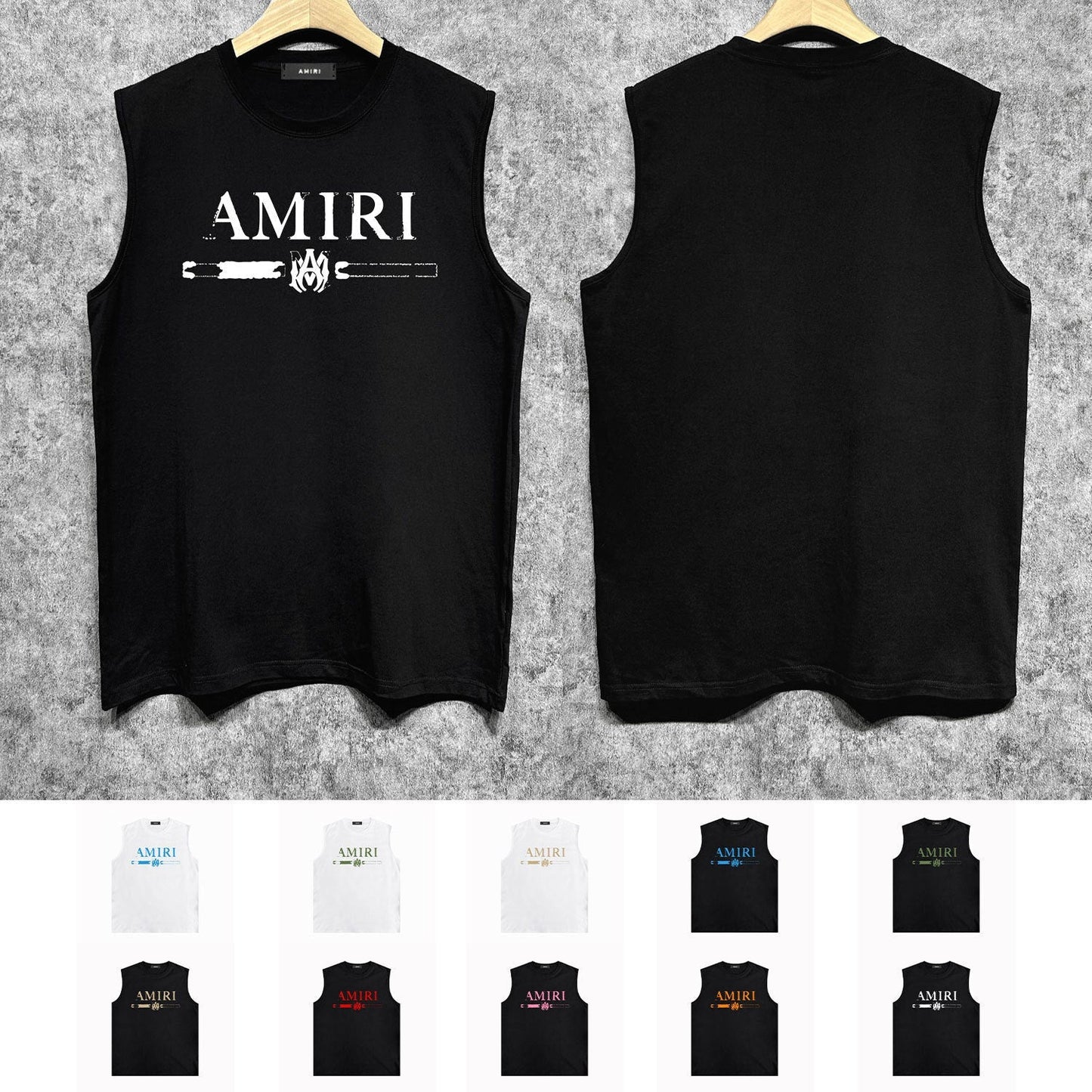 Amiri tank top with damaged letter horizontal stripesprinting