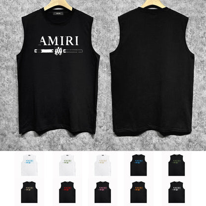Amiri tank top with damaged letter horizontal stripesprinting